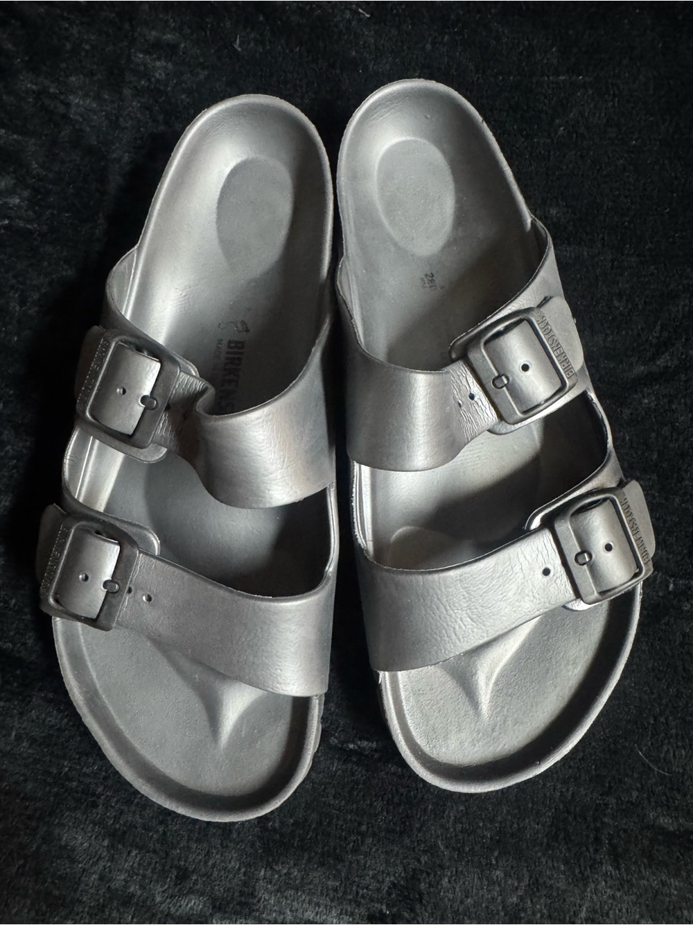 Birkenstock Metallic Silver Double-Strap EVA Sandals